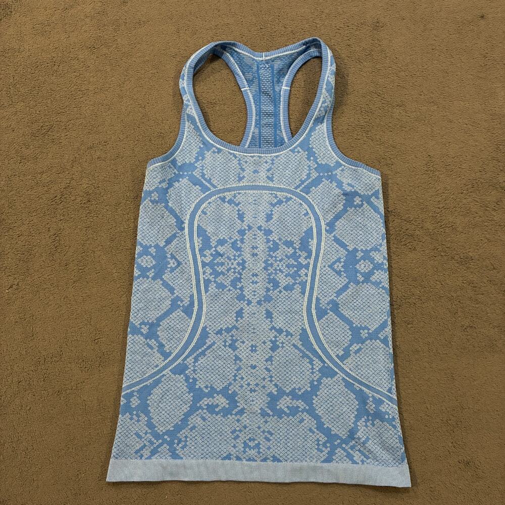 Lululemon Swiftly Tech Blue Snakeskin Racerback Athletic Tank Top Women's Size 4